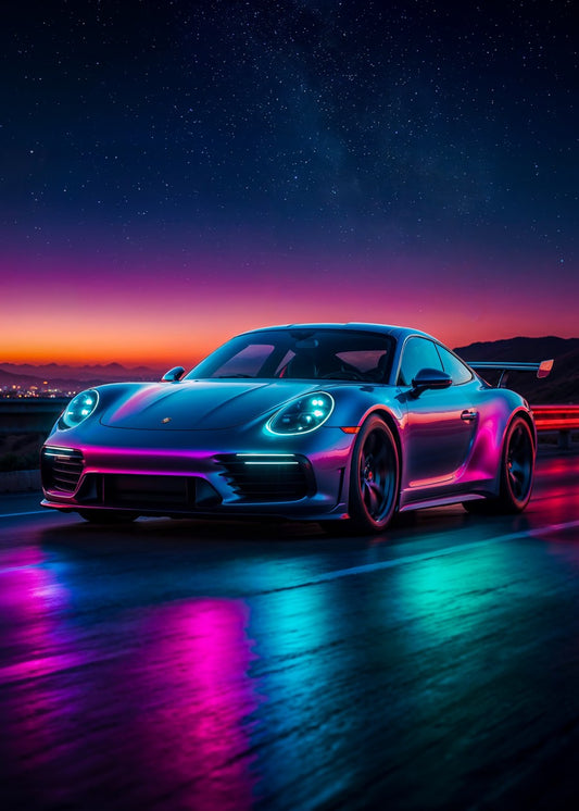 Neon Porsche 911 Car