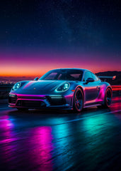 Neon Porsche 911 Car