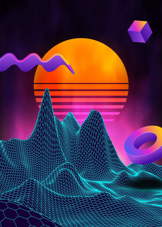 Neon retrowave sunrise