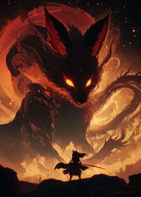 Warrior facing fox spirit