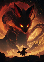 Warrior facing fox spirit