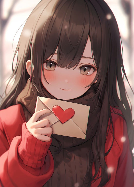 Anime Girl with red letter