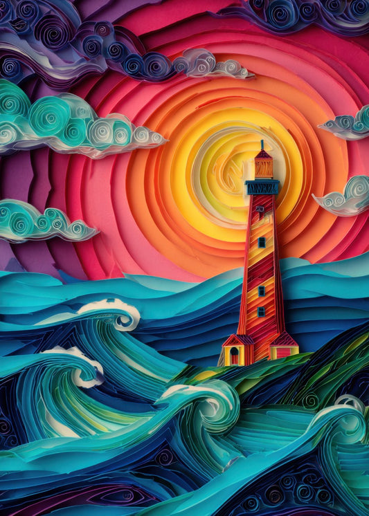 Simple Lighthouse Papercut Art