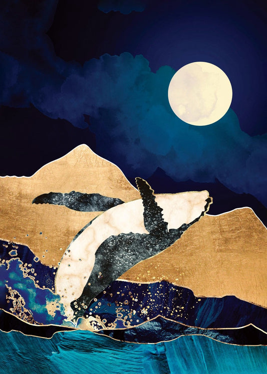 Ancient Whale night day moon