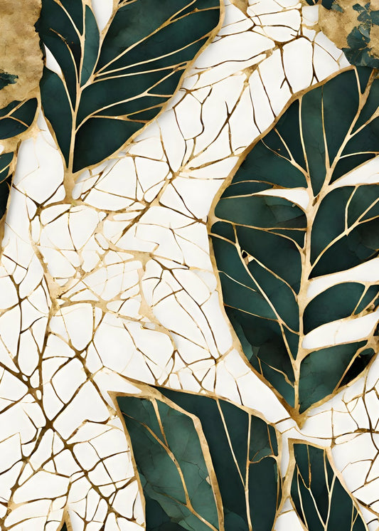 Abstract Botanic Kintsugi leaf