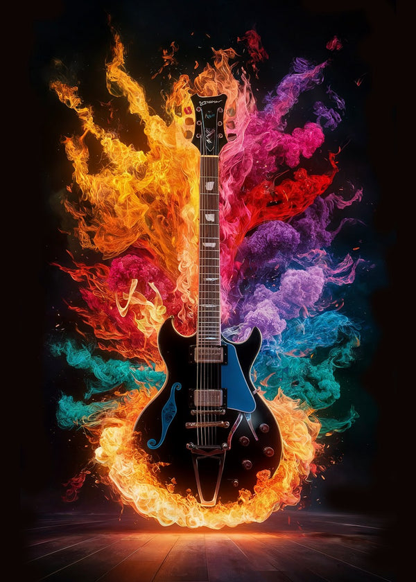 Flaming Guitar Abstract