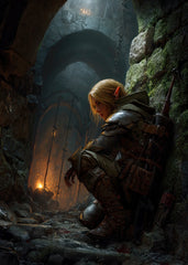 Elf Warrior Exploring Dungeon