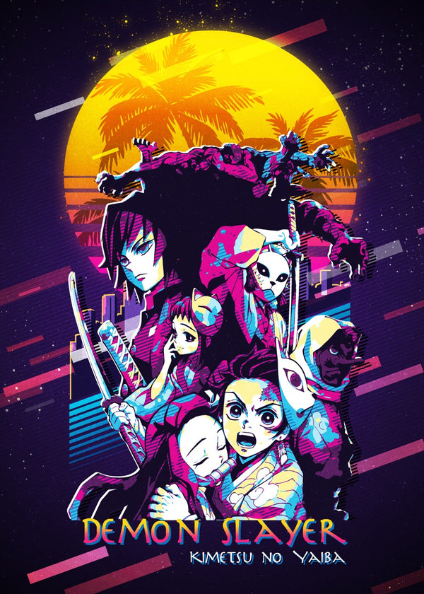 Demon Slayer Retro Vaporwave Art