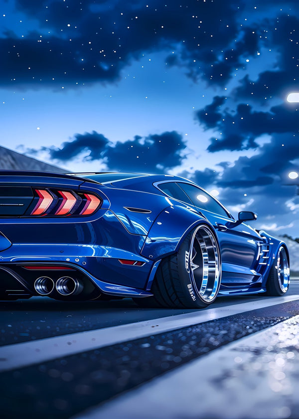 Blue Widebody Ford Mustang GT