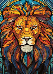 Stained Glass Lion Head