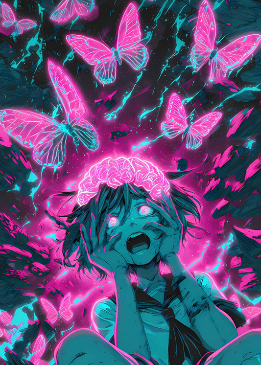Neon Anime Girl Horror 