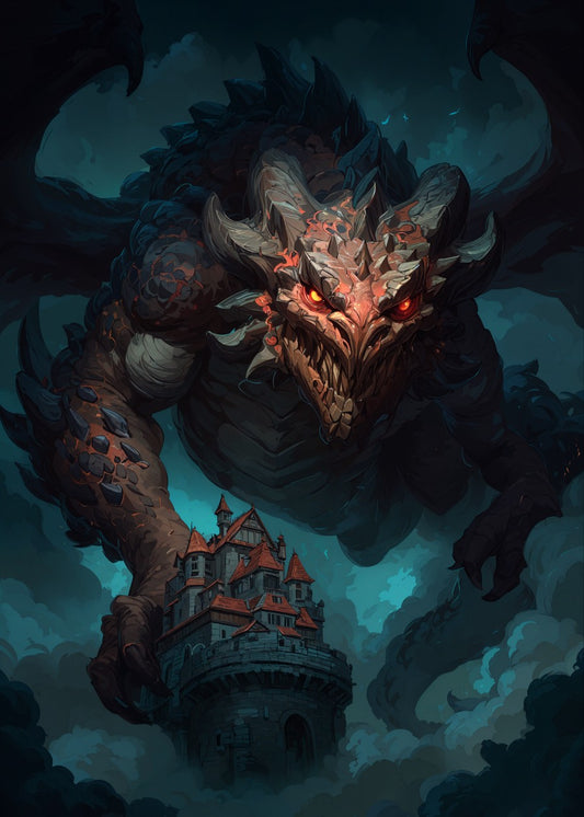 Dreadfire Dragon Above Castle