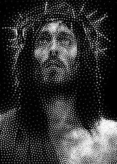 Halftone Christ Portrait Jesus