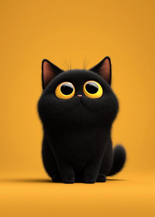 Black cat with yellow eyes