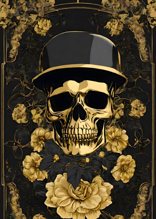Skull Flower Black gold hat