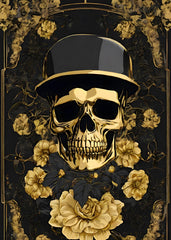 Skull Flower Black gold hat