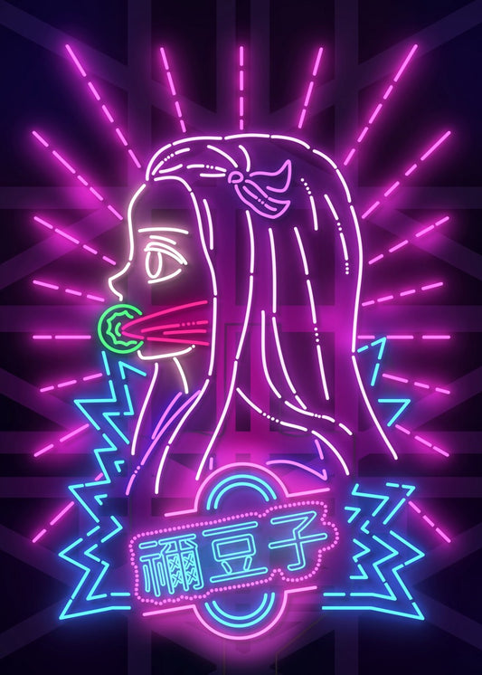 Demon Girl Neon Art
