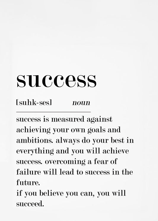 Success definition white background