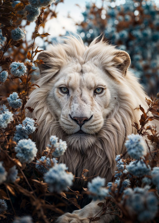 Beautiful Floral White Lion