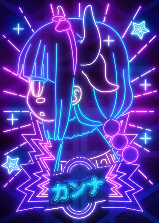 Cute Dragon Girl Neon Art