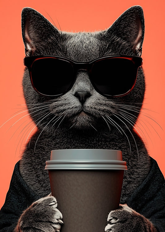 Funny Cat Coffee Break 