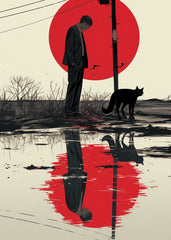 Man, Cat, and Reflection