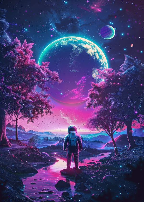 Space Cosmic Neon Astronaut