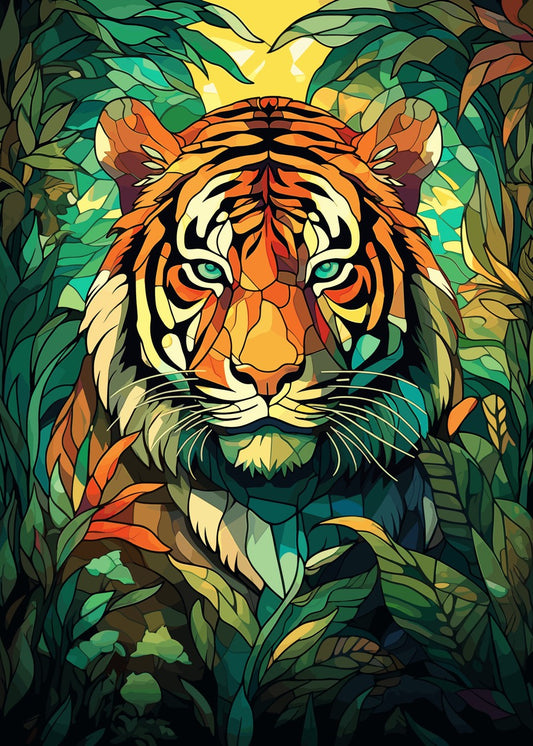 Stained Glass Tiger Art