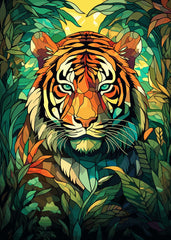 Stained Glass Tiger Art