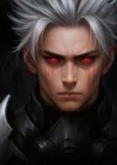 Fantasy soldier with red eyes