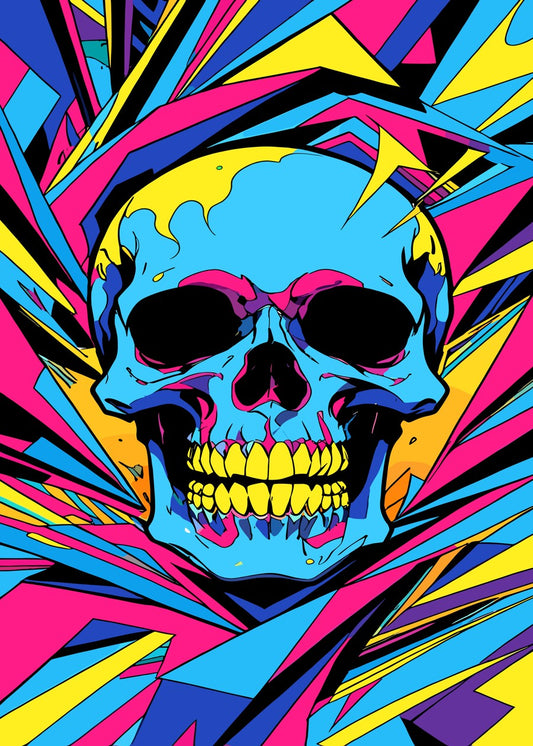 Neon Skull Pop Art