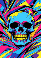 Neon Skull Pop Art