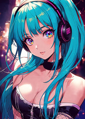 Anime Girl with Headphones