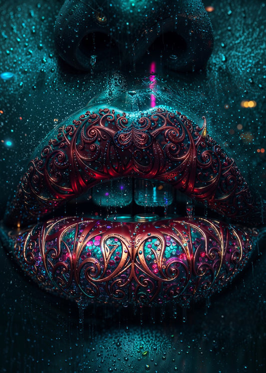 Neon Filigree Cyber Lips