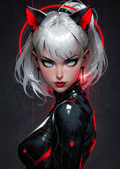 Hot Cyberpunk Catgirl Portrait