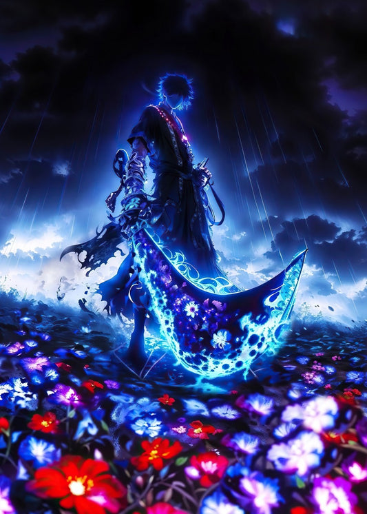 Glowing Warrior in Floral Fiel