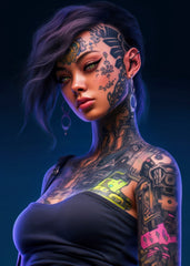 Cyberpunk Girl with Tattoos