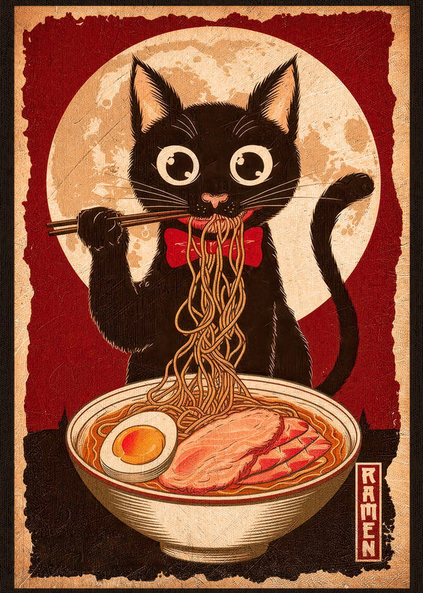 cat eating ramen