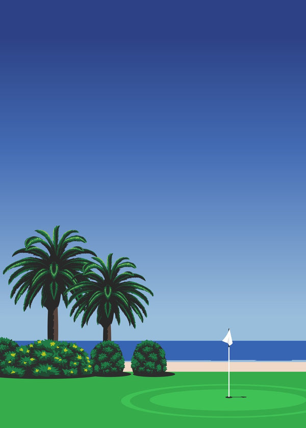 golf field with palm trees
