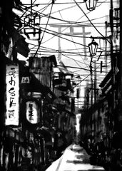 Black street Torii Gate