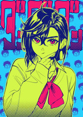 Vibrant Neon Portrait of Momo from Dandadan